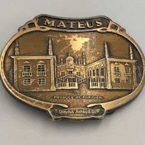 Vintage Mateus Rose Wine Belt Buckle Produce of Portugal Dreyfus Ashby Co
